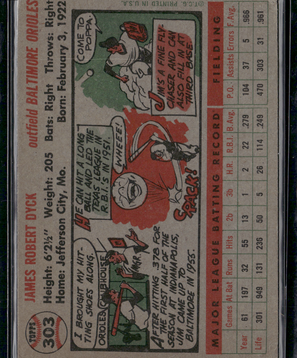 1956 Topps JIM DYCK #303