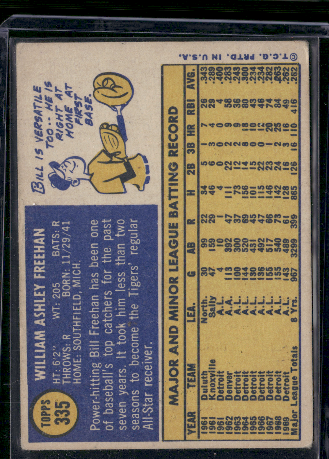 1970 Topps BILL FREEHAN #335 (VG)