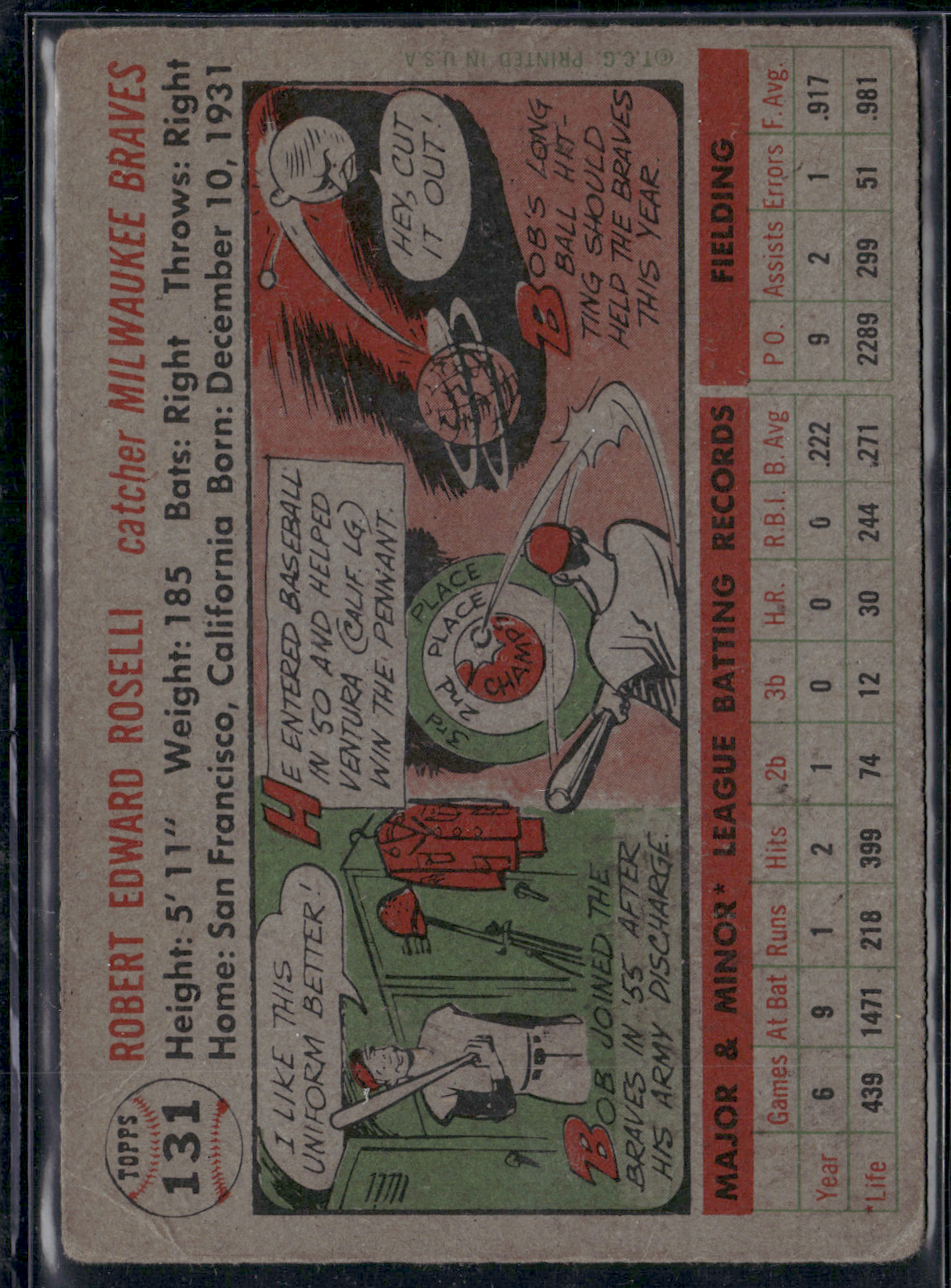1956 Topps BOB ROSELLI #131