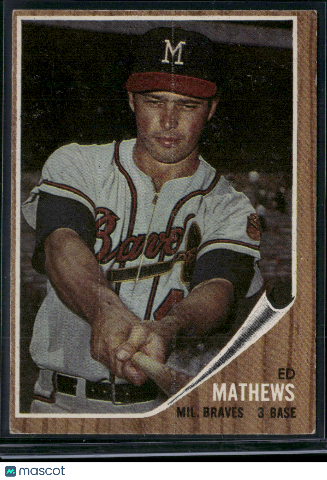 1962 Topps ED MATHEWS #30 Print Line (VG-VG/EX)
