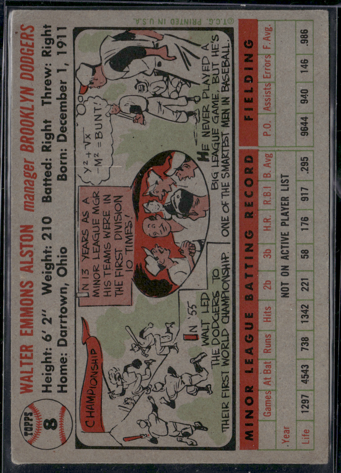 1956 Topps WALTER ALSTON #8