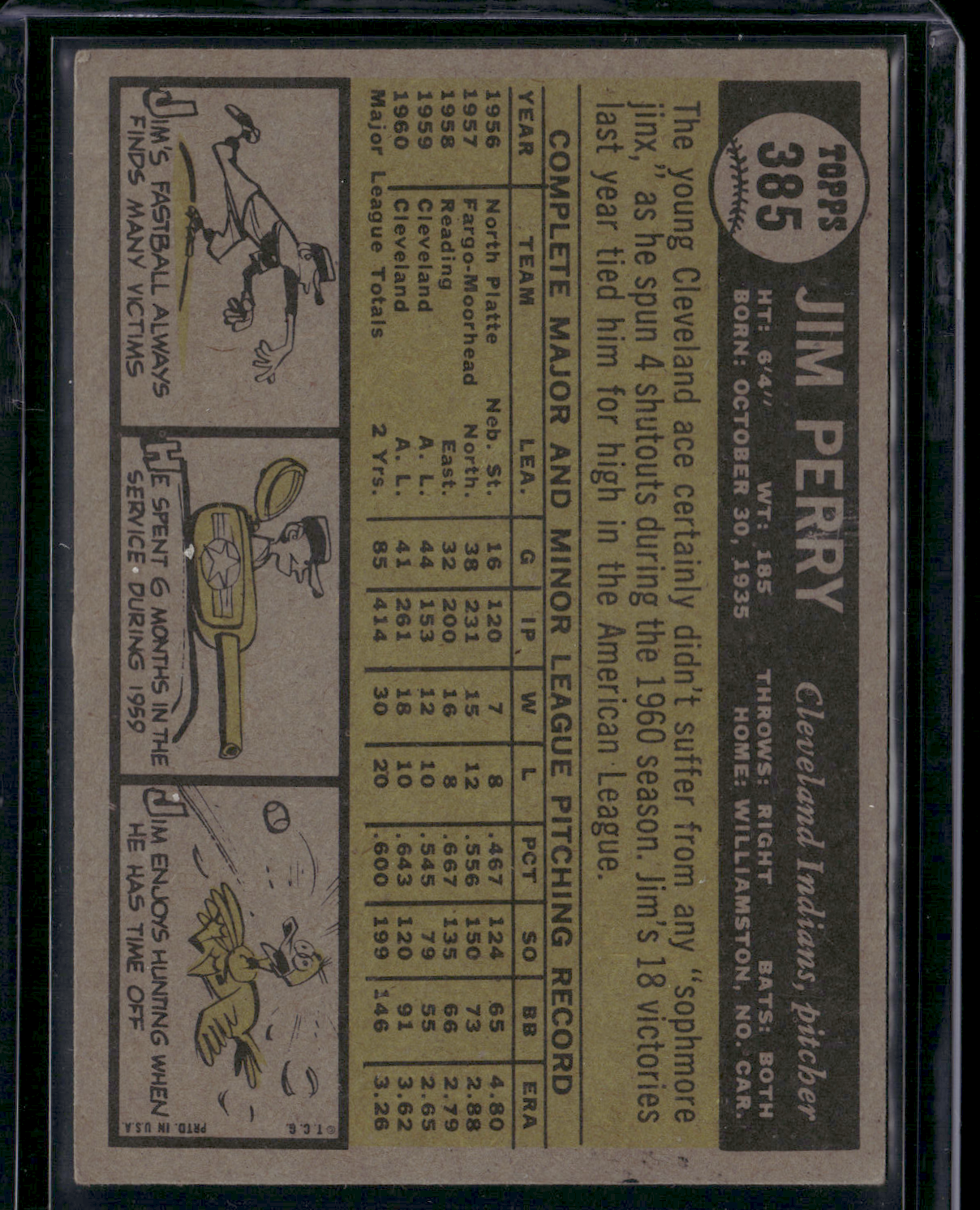 1961 Topps JIM PERRY #385