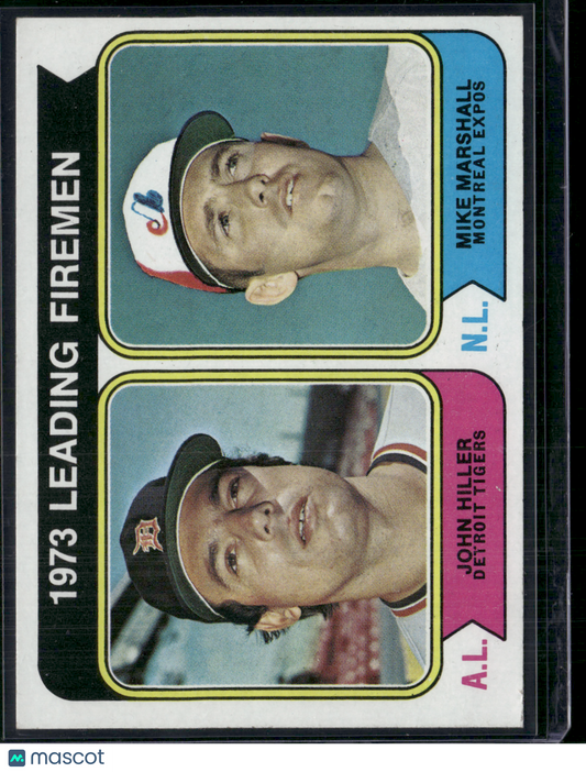 1974 Topps MIKE MARSHALL/JOHN HILLER #208 1973 Leading Firemen Grain Raise (EX)