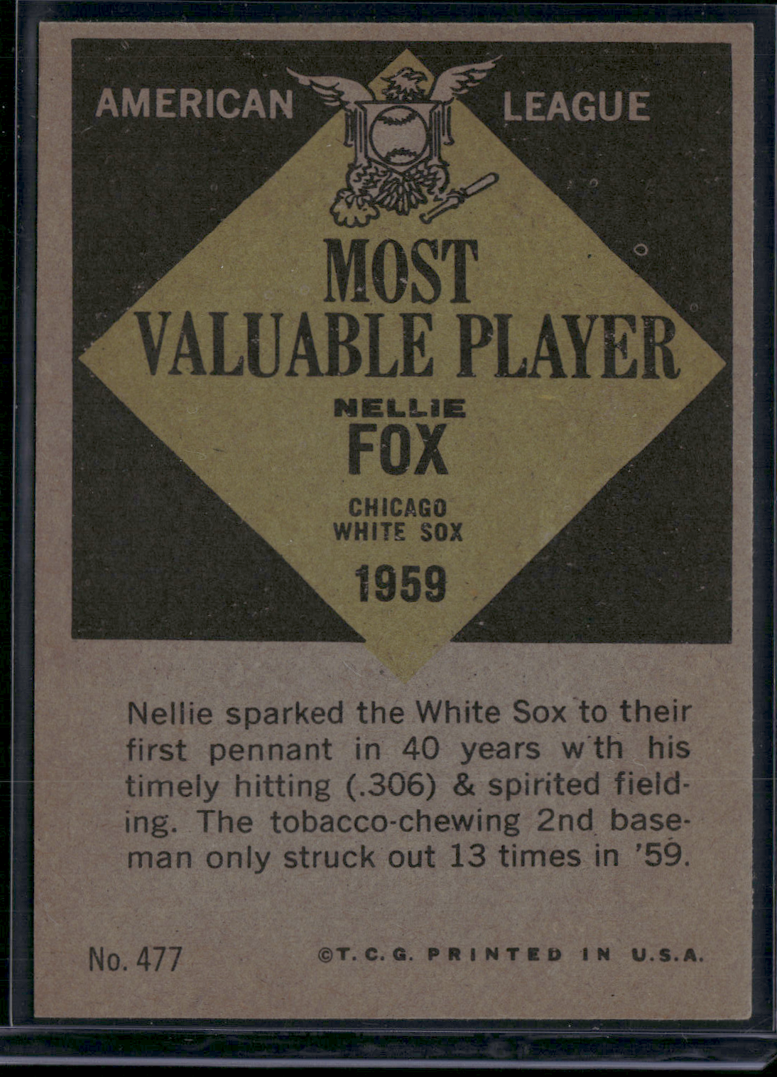 1961 Topps NELLIE FOX #477