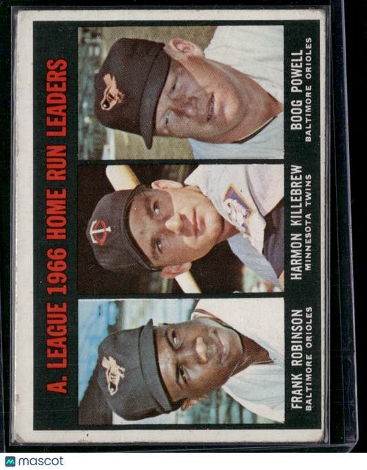 1967 Topps FRANK ROBINSON/HARMON KILLEBREW/POWELL #243 1966 AL HR Leaders (Good)
