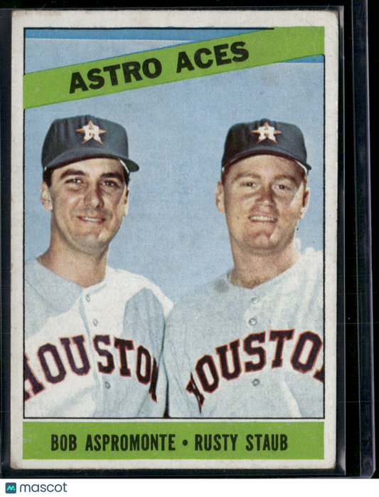 1966 Topps RUSTY STAUB/BOB ASPROMONTE #273 Astro Aces Light Stain on Back (VG)