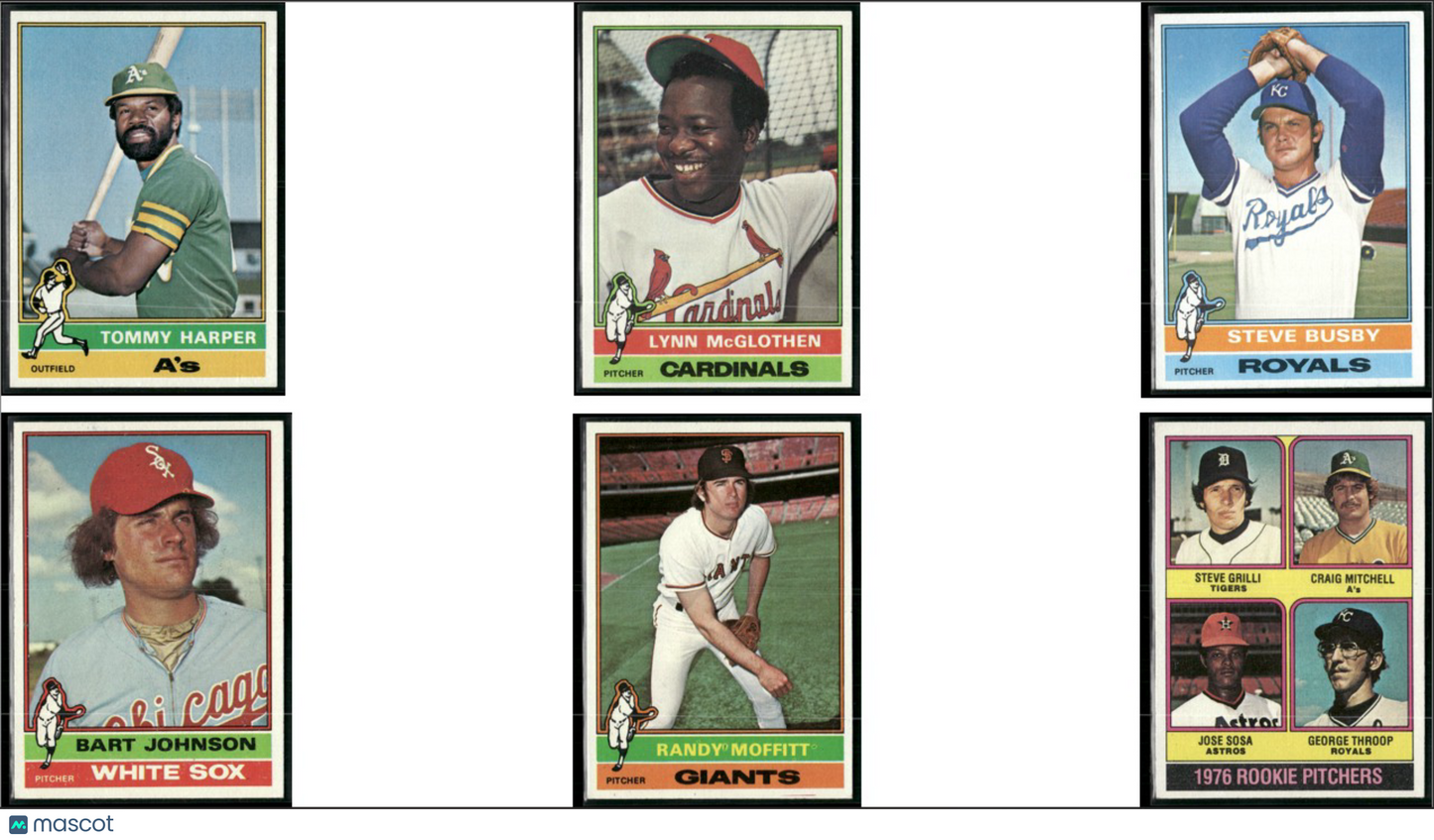 1976 Topps 6 ~ CARDLOT Tommy Harper/1976 Rookie Pitchers (VG/EX-EX)