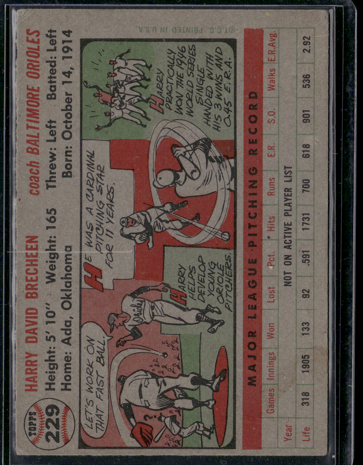 1956 Topps HARRY BRECHEEN #229