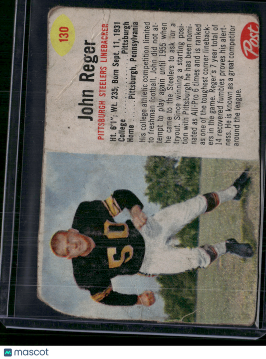 1962 Cereal Box JOHN REGER #130 Hand Cut Pencil on Back Wrinkles Crease (Good)