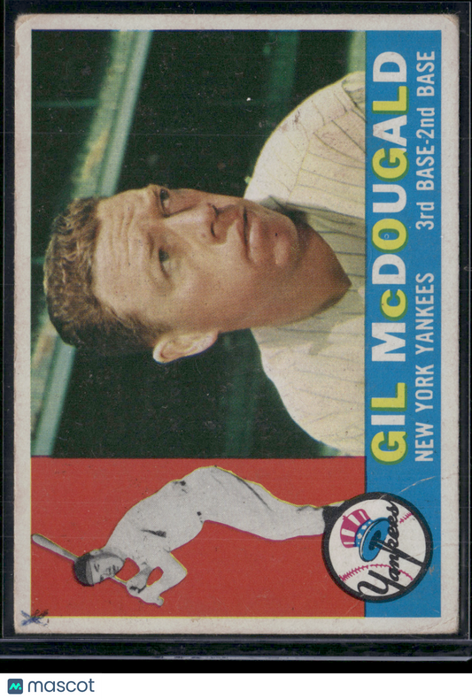 1960 Topps GIL MCDOUGALD #247 Ink on Front Corner Wrinkle (Good-VG)