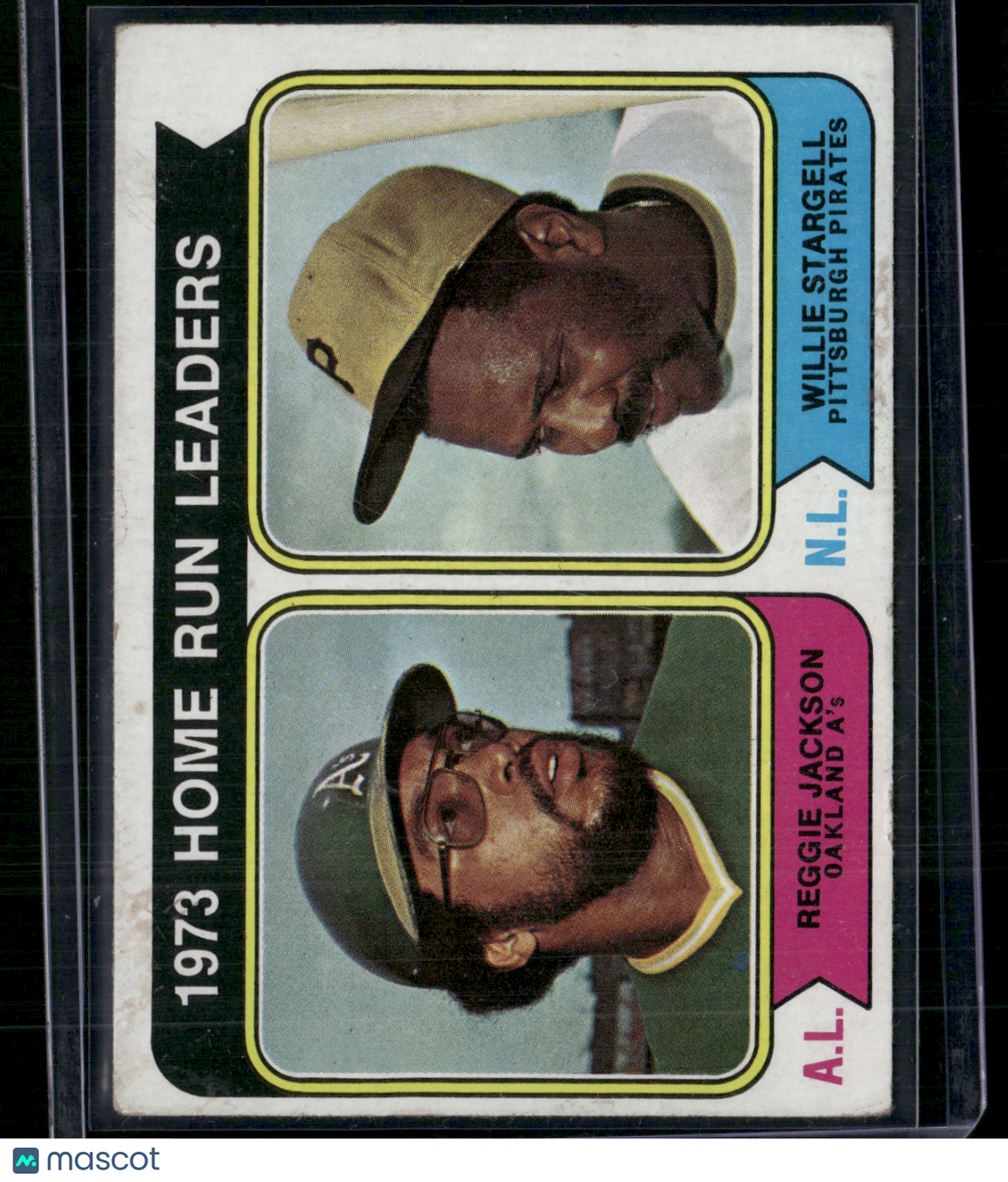 1974 Topps REGGIE JACKSON/WILLIE STARGELL #202 1973 HR Leaders Wax Stain (VG/EX)