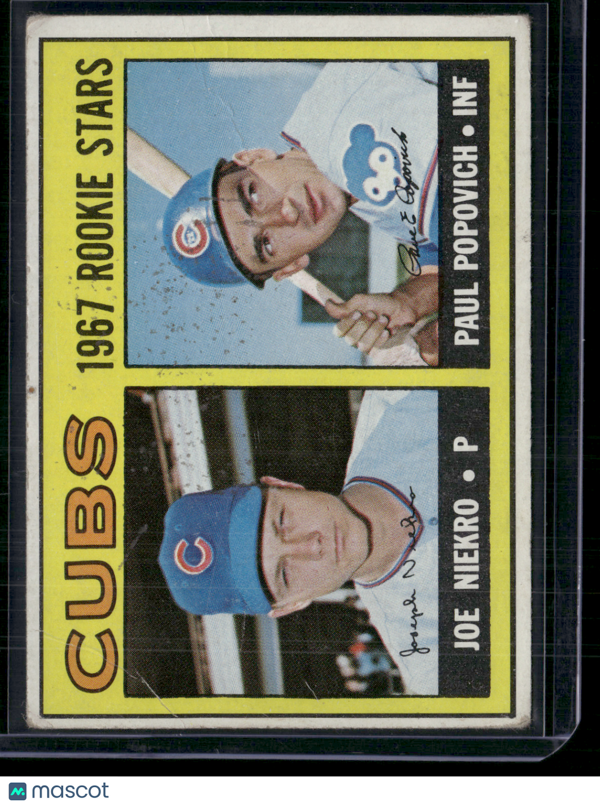 1967 Topps JOE NIEKRO/PAUL POPOVICH #536 1967 Cubs Rookie Stars Wax Stain (VG)
