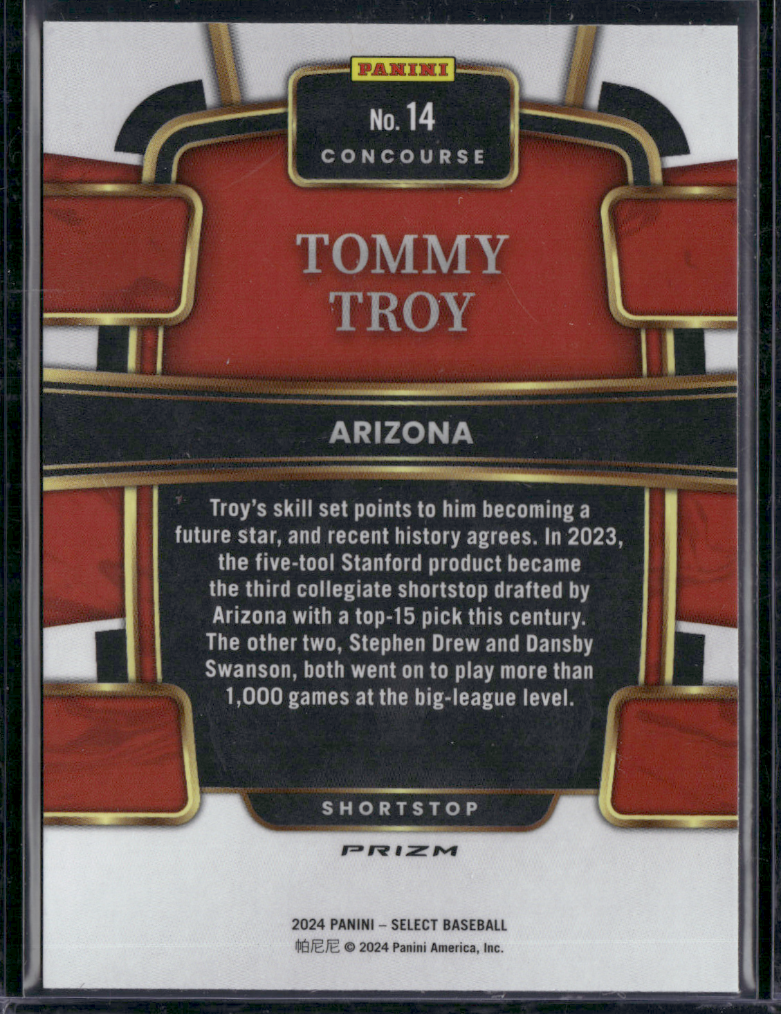 2024 Select Baseball TOMMY TROY #14 Concourse Silver Prizm