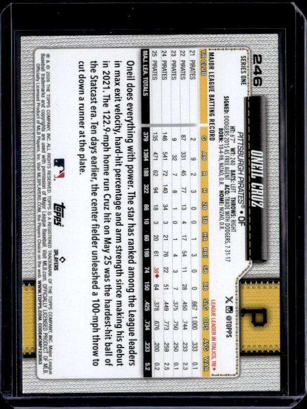 2026 Topps Series 1 ONEIL CRUZ #246 Rainbow