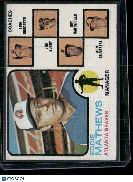 1973 Topps EDDIE MATHEWS #237 Print Snow (VG/EX)
