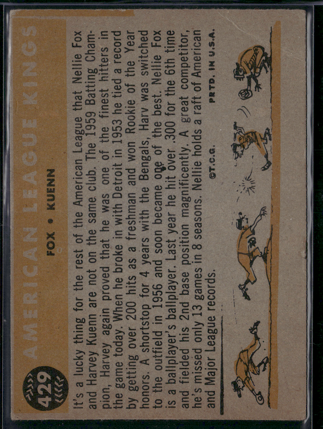 1960 Topps NELLIE FOX/HARVEY KUENN #429 American League Kings