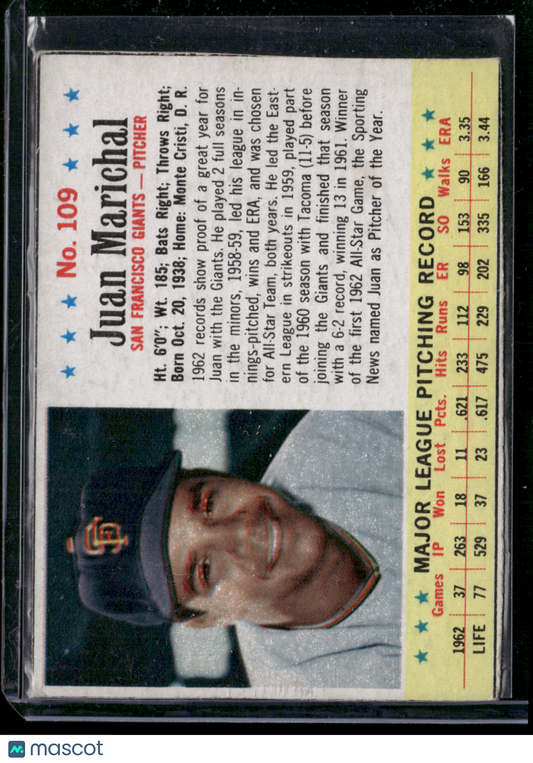 1963 Post Cereal Box JUAN MARICHAL #109 Hand Cut (VG)