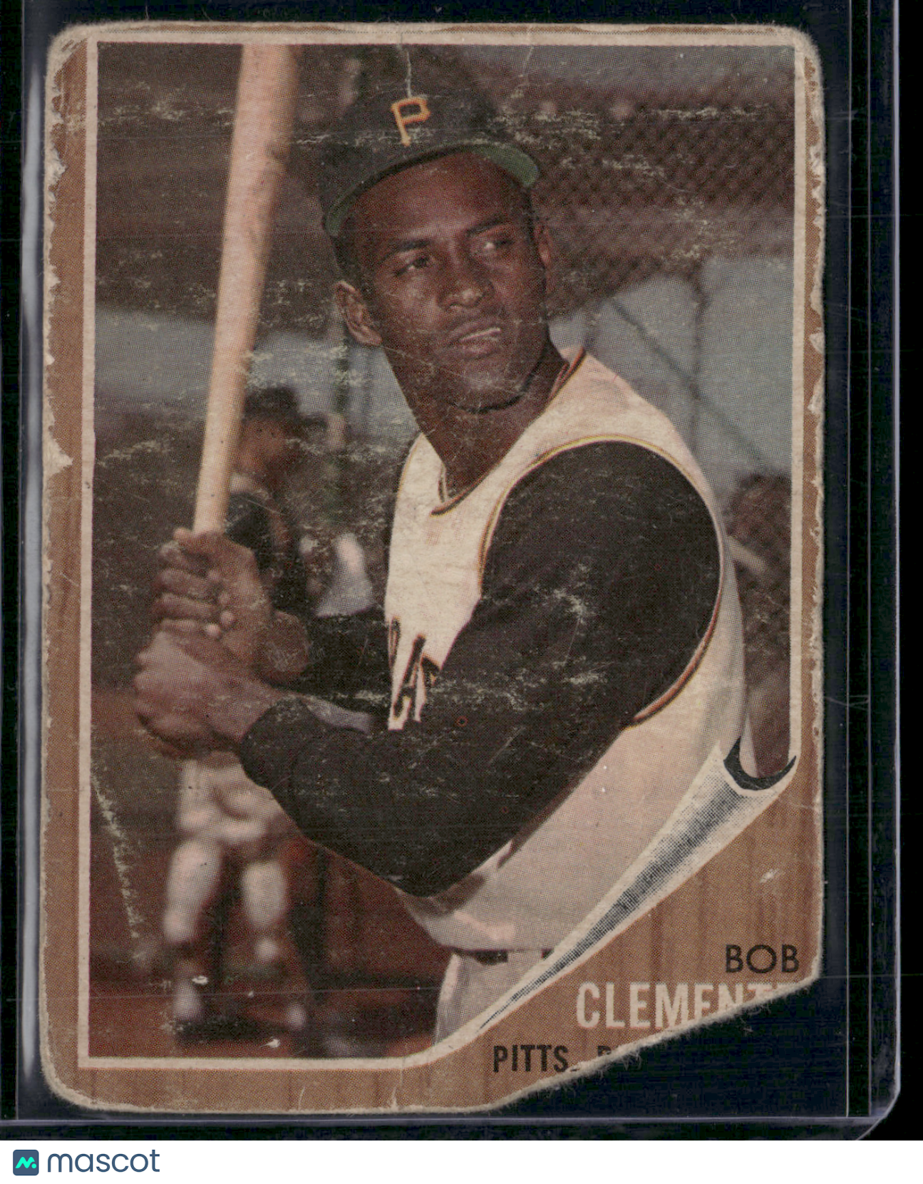 1962 Topps ROBERTO CLEMENTE #10 Toning Light Wrinkles Cut Corner (Poor)