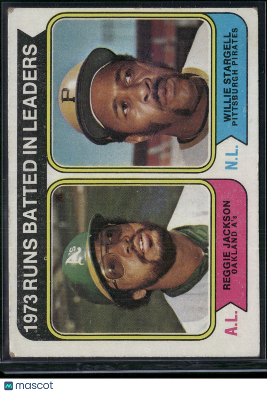 1974 Topps REGGIE JACKSON/WILLIE STARGELL #203 1973 RBI Leaders (VG-VG/EX)