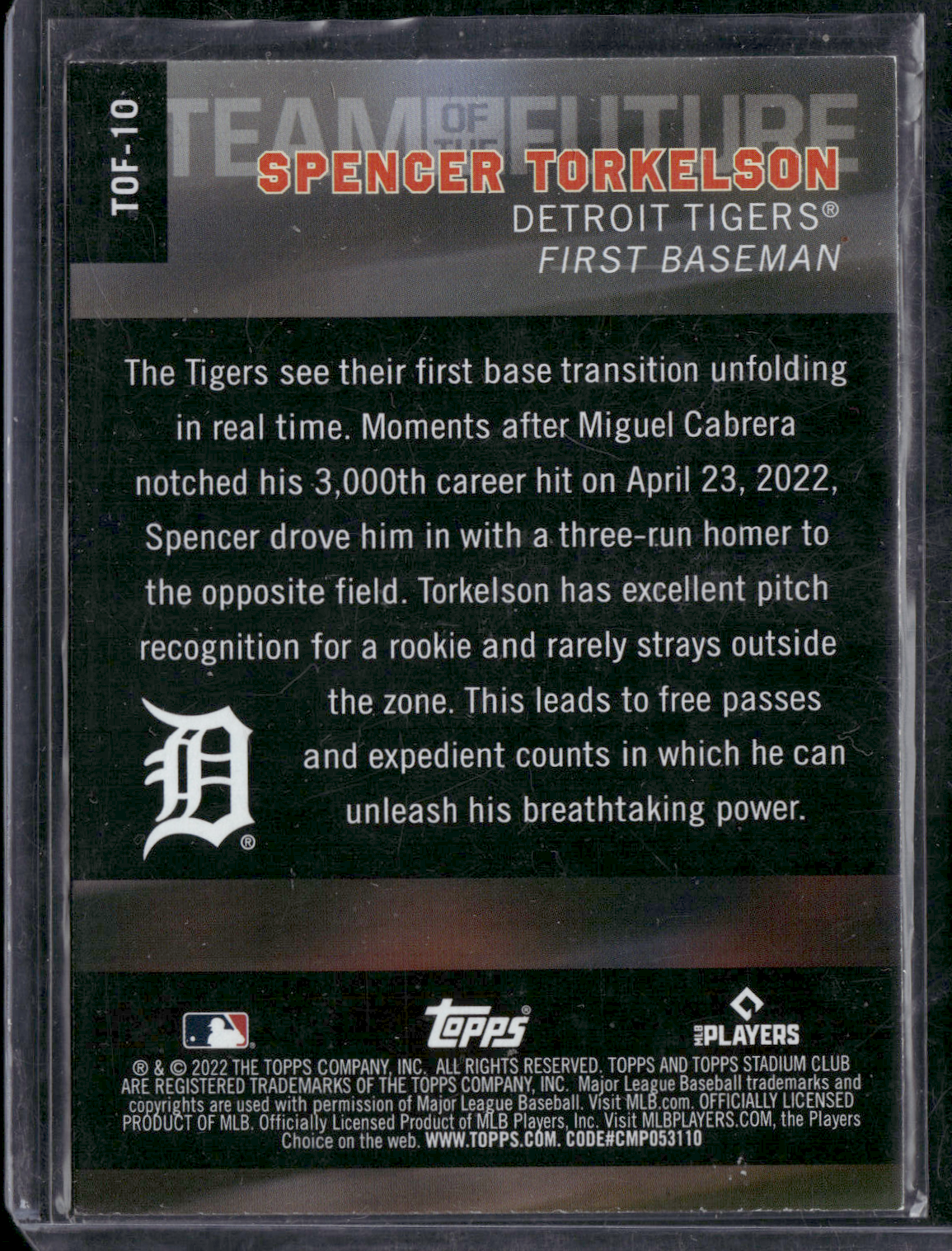 2022 Topps Stadium Club SPENCER TORKELSON #TOF-10 Team of the Future Rookie RC