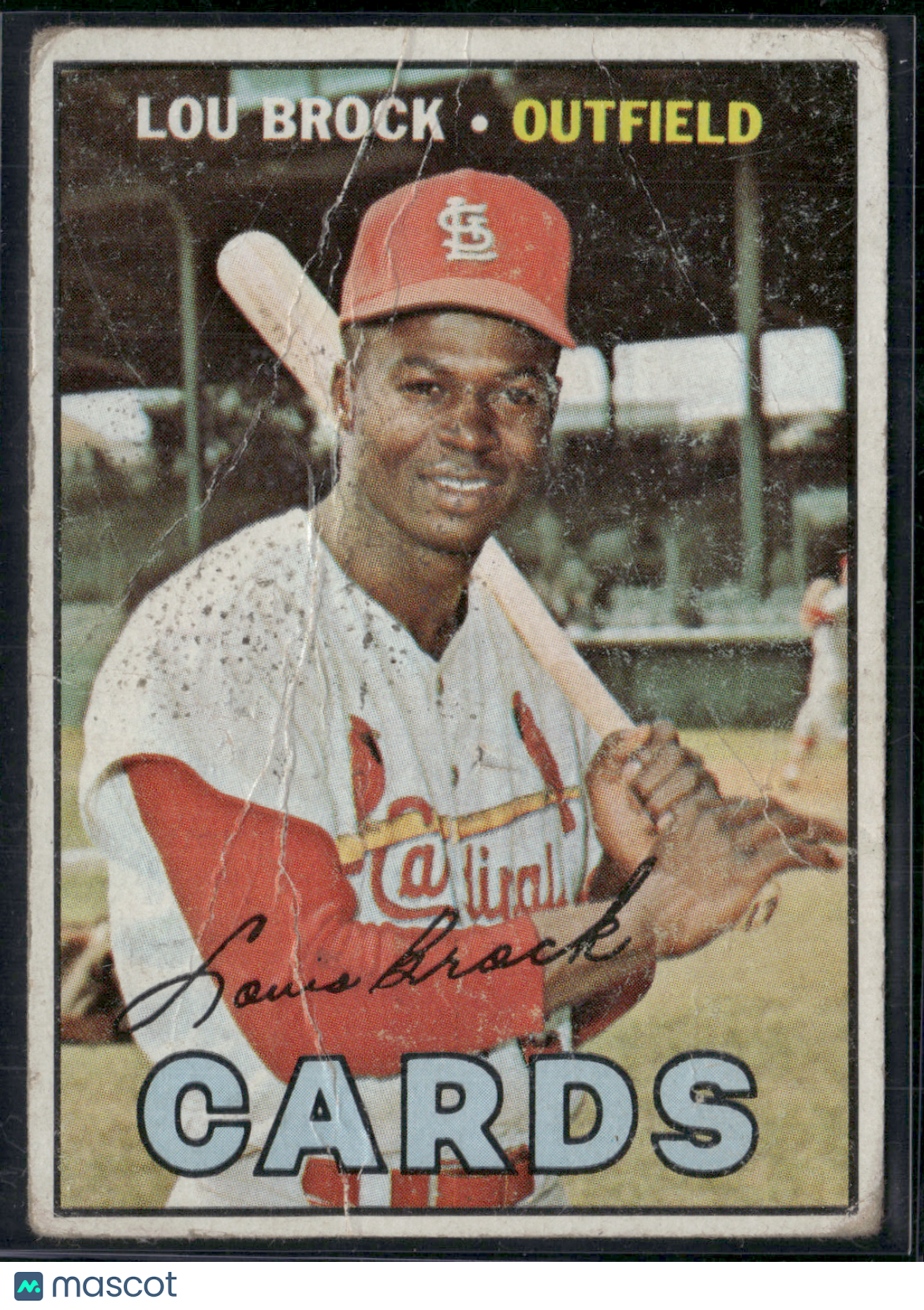 1967 Topps LOU BROCK #285 Wax Stain Wrinkles (Good)
