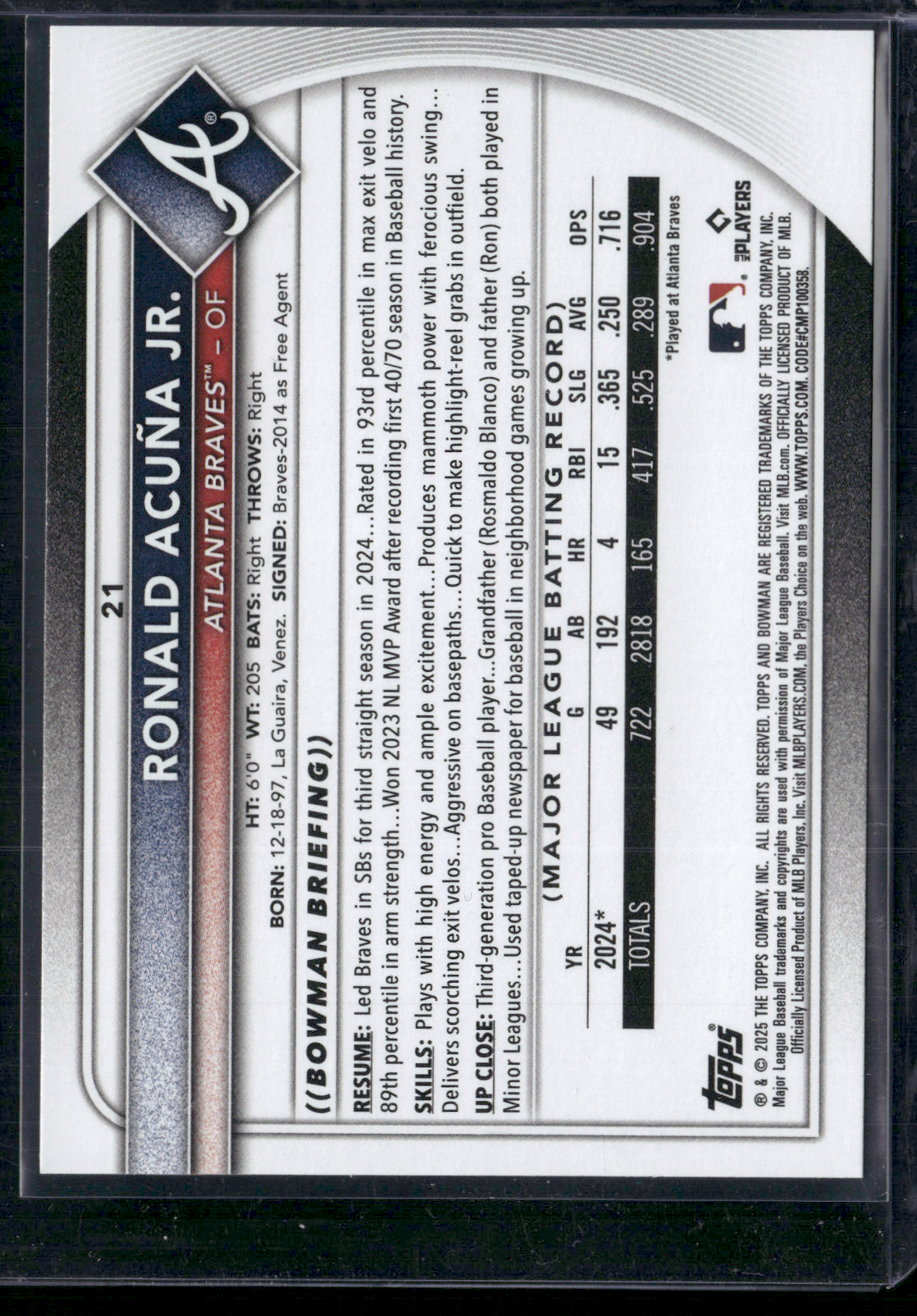 2025 Bowman RONALD ACUNA JR #21