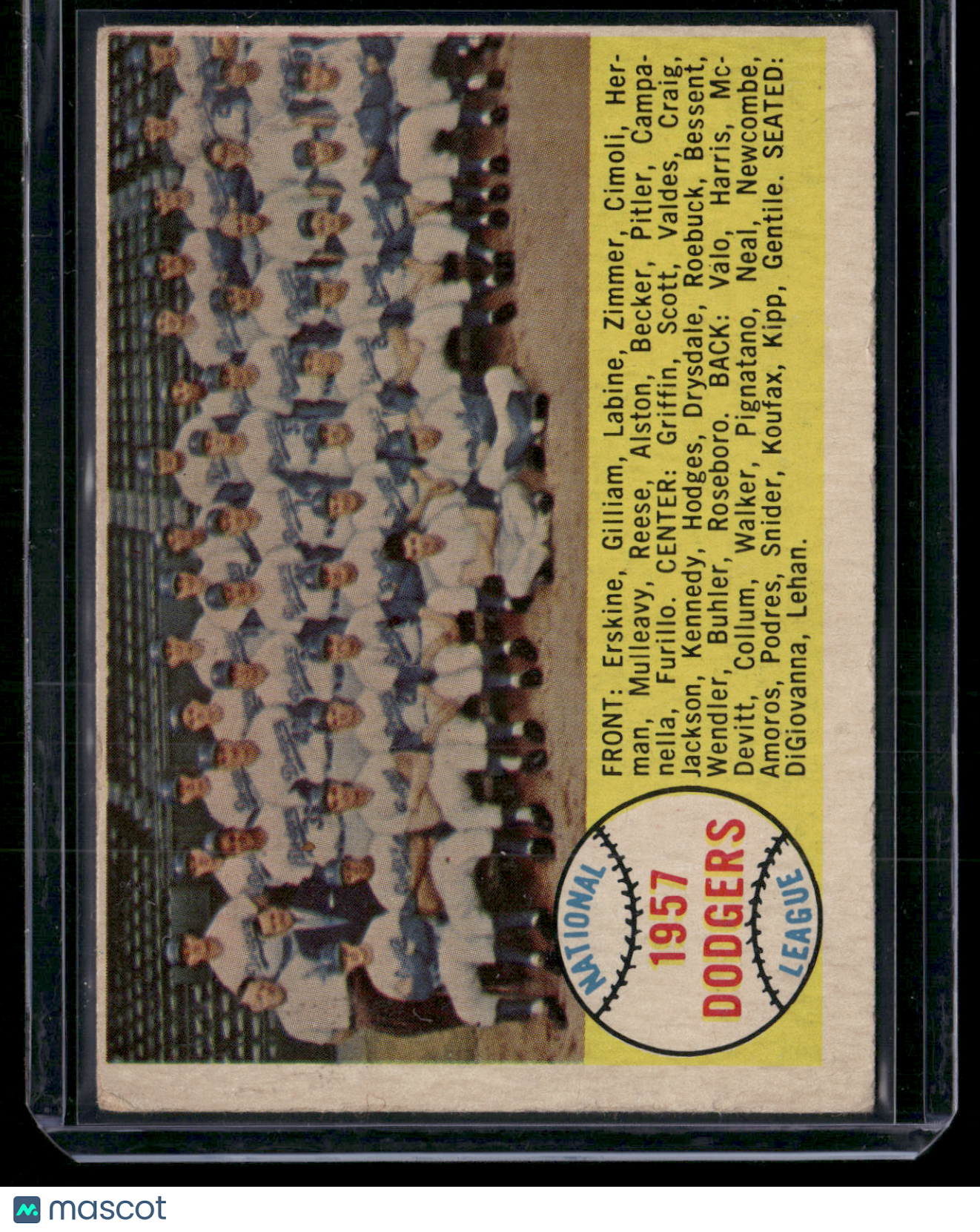 1958 Topps LOS ANGELES DODGERS #71 Pencil Filled Back (Poor)