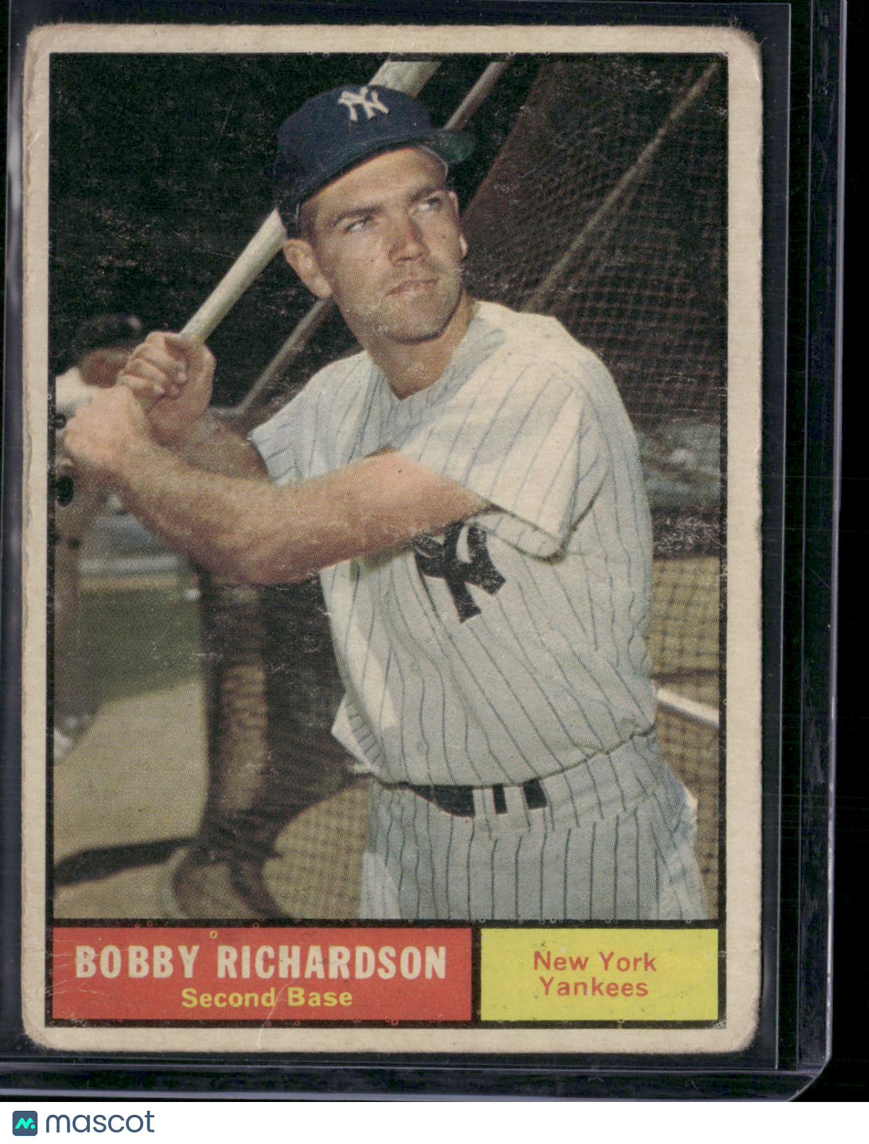 1961 Topps BOBBY RICHARDSON #180 Toning Light Wrinkle (VG)