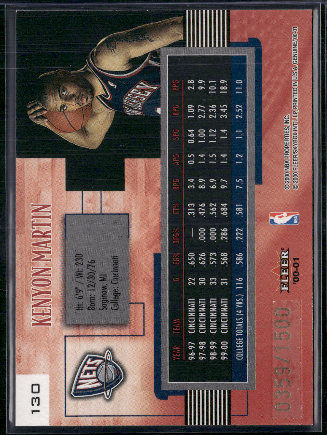 2000 Genuine KENYON MARTIN #130 Genuine Upside 359/1500 (NM)