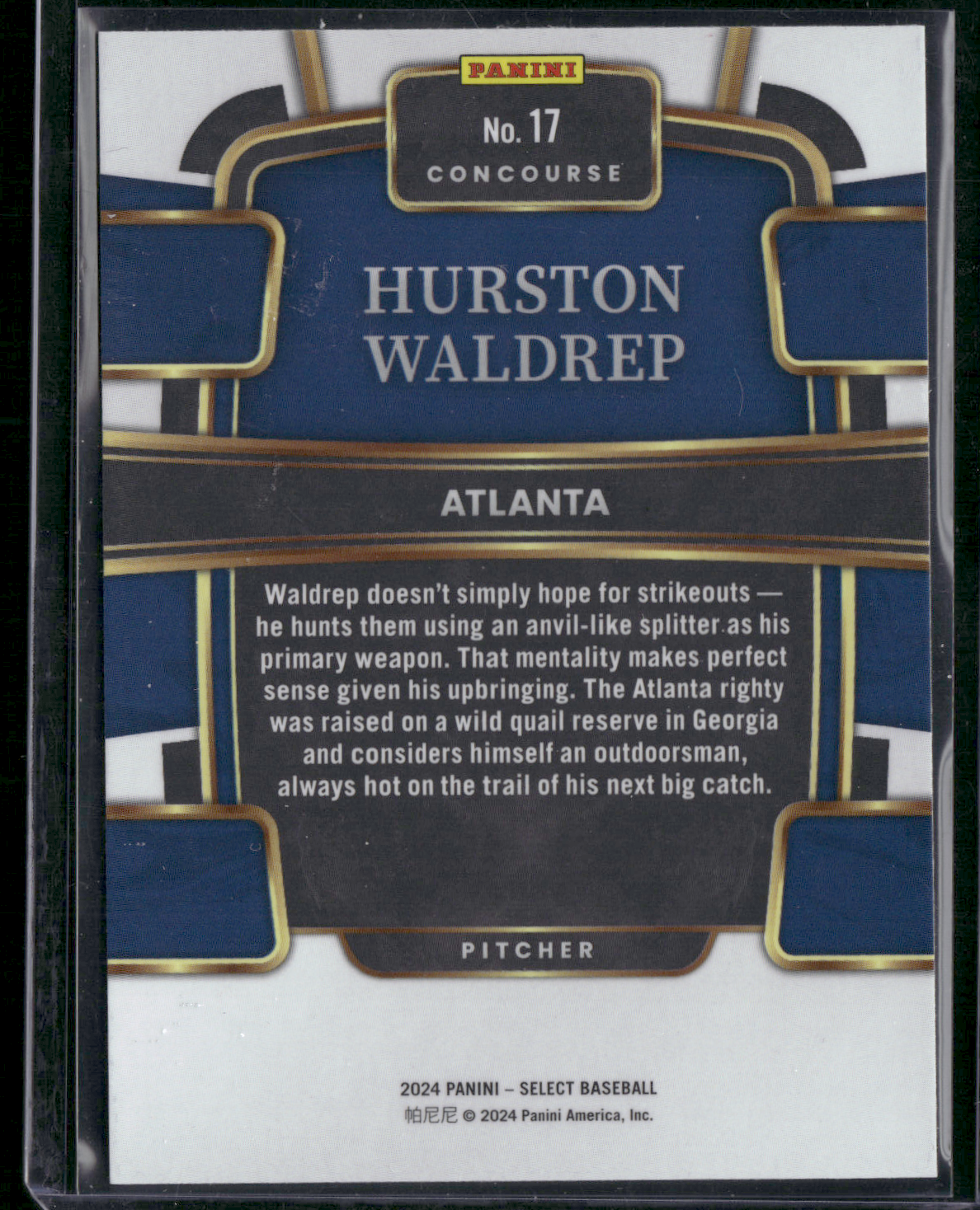2024 Select Baseball HURSTON WALDREP #17 Concourse Rookie RC