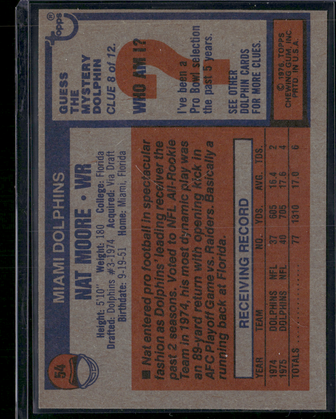 1976 Topps NAT MOORE #54 (EX/MT)