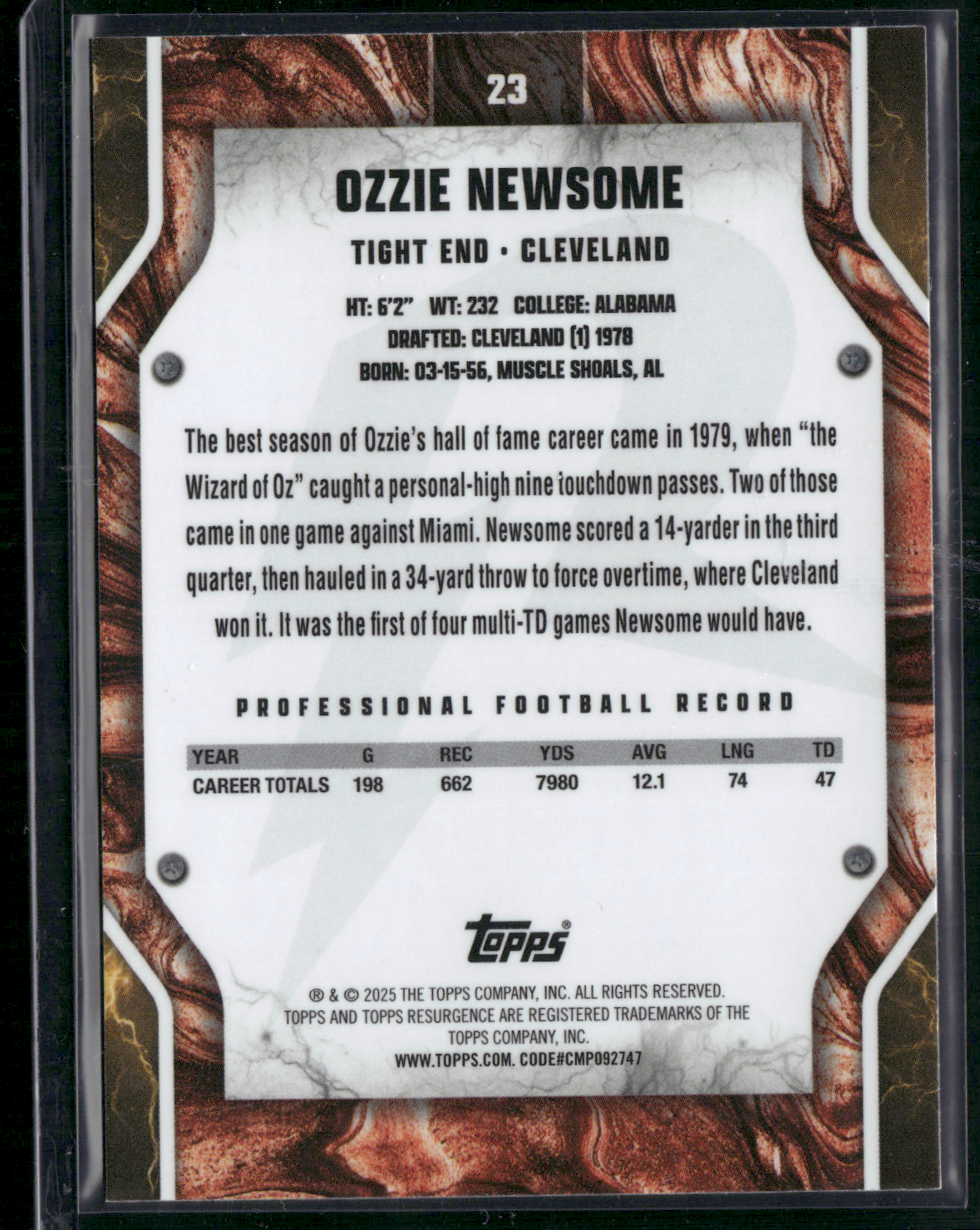 2024 Topps Resurgence OZZIE NEWSOME #23