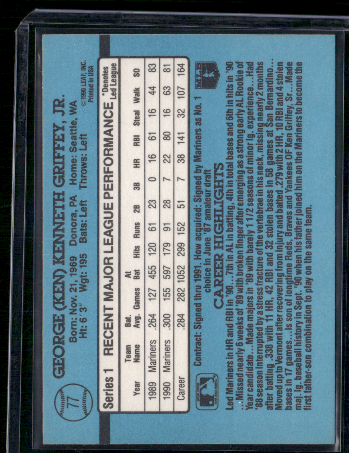 1991 Donruss KEN GRIFFEY JR. #77 (NM)