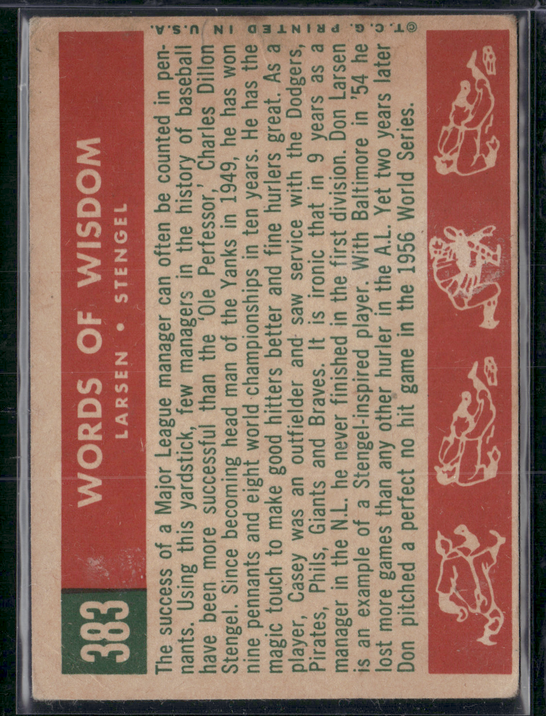 1959 Topps WORDS OF WISDOM #383 - DON LARSEN/CASEY STENGEL