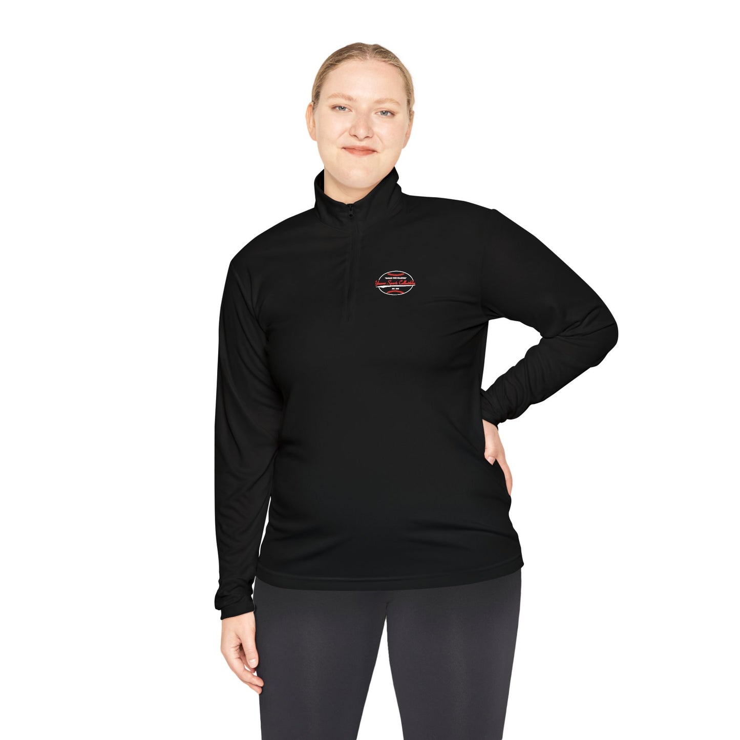 YSC Logo Quarter Zip Pullover – Classic Black Performance Fit | "Elevate Your Collection"