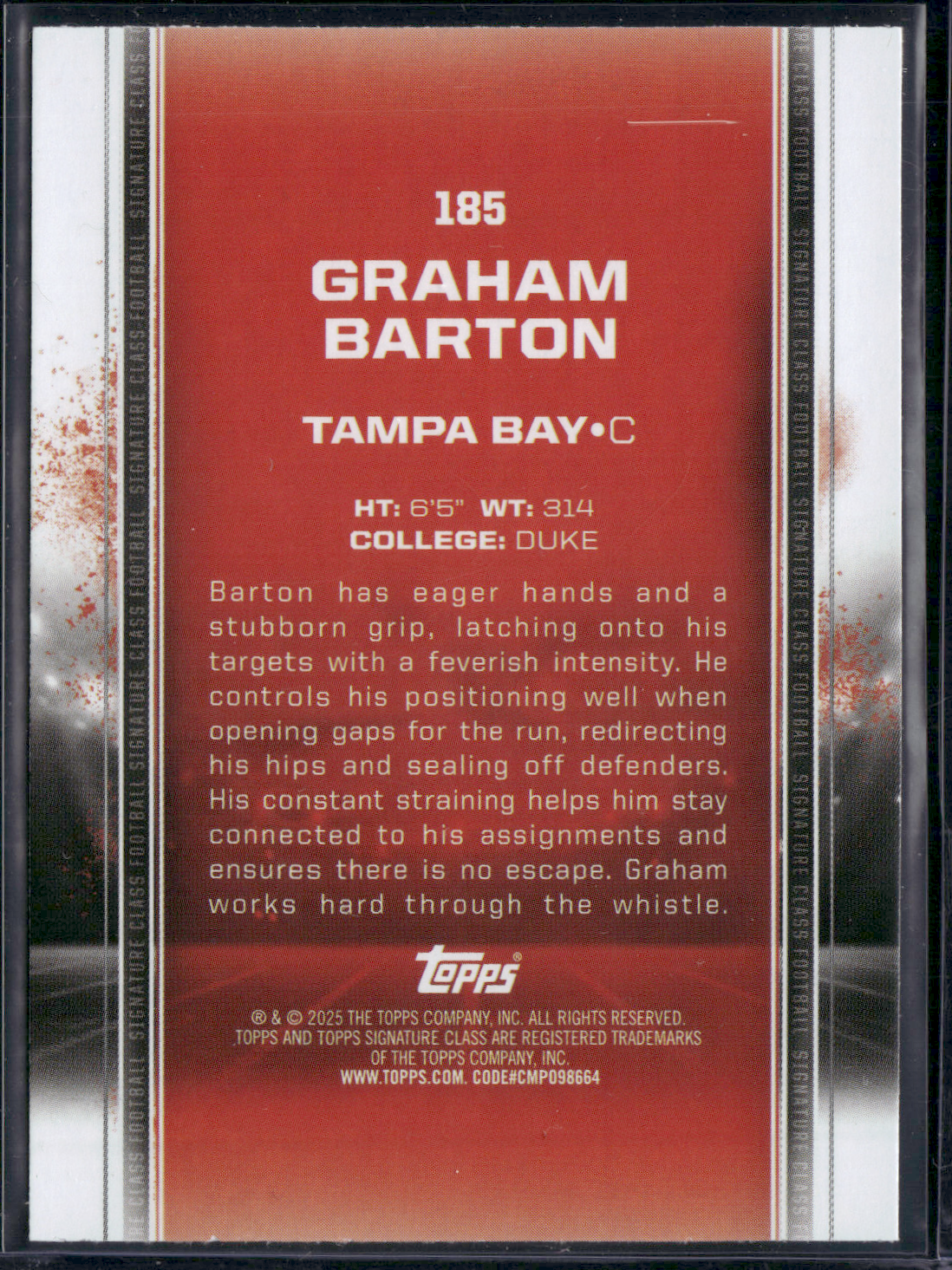 2024 Topps Signature Class GRAHAM BARTON #185 Rookie Card RC