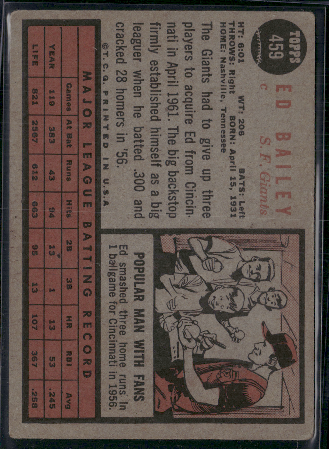 1962 Topps ED BAILEY #459