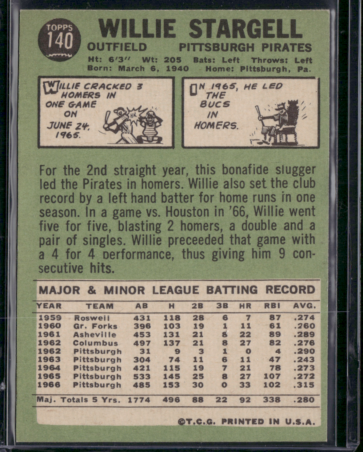 1967 Topps WILLIE STARGELL #140