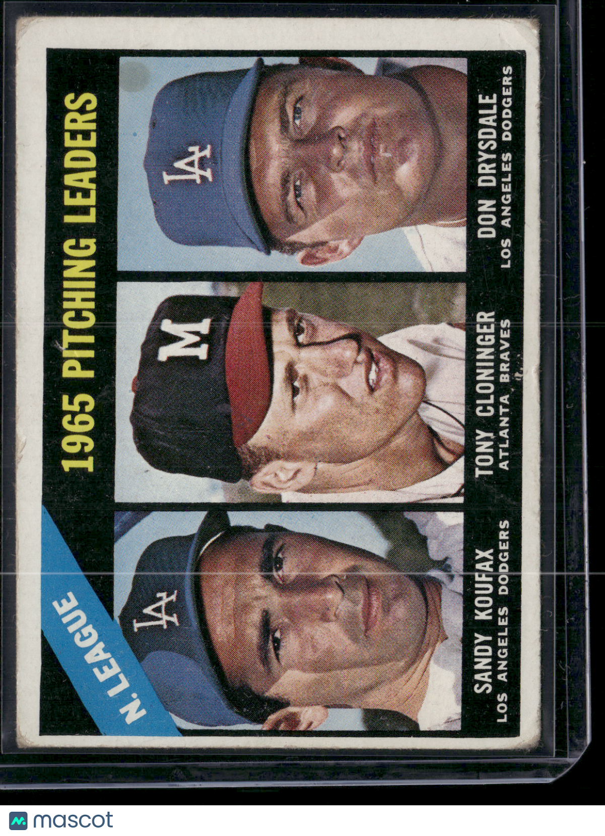 1966 Topps SANDY KOUFAX/DRYSDALE/CLONINGER #223 1965 NL Pitching Leaders (VG)