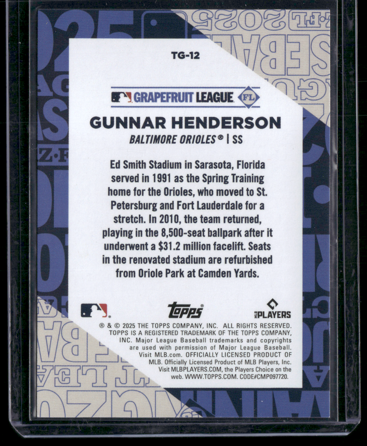 2025 Topps Series 1 GUNNAR HENDERSON #TG-12 Grapefruit League