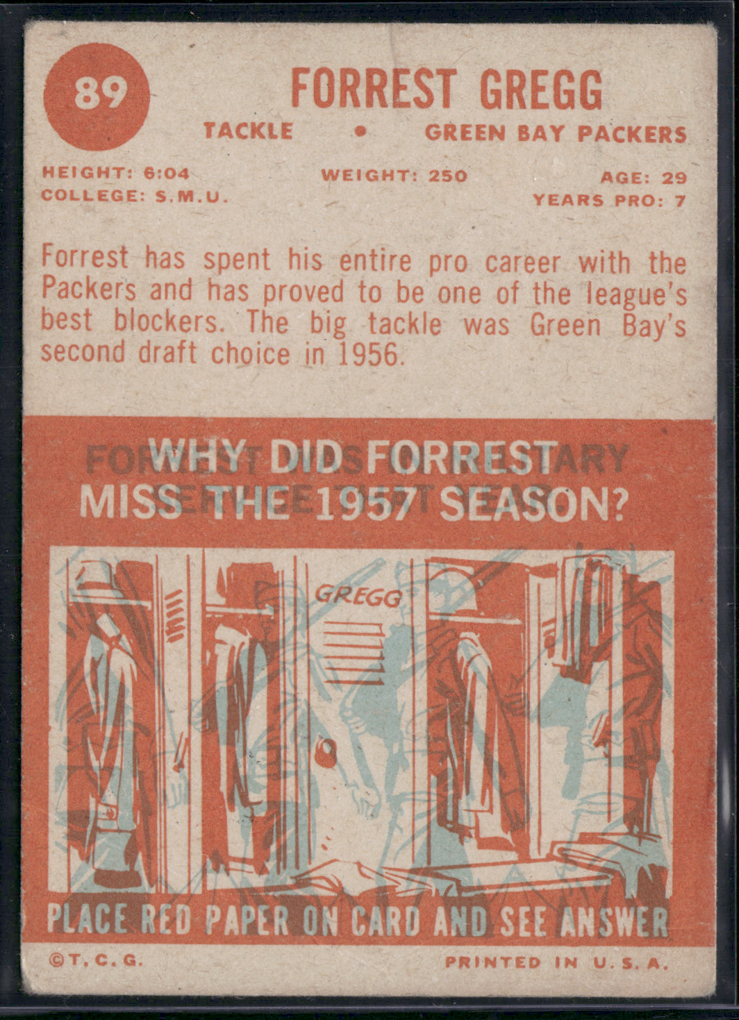 1963 Topps FORREST GREGG #89 Crease Wrinkles (Good-VG)