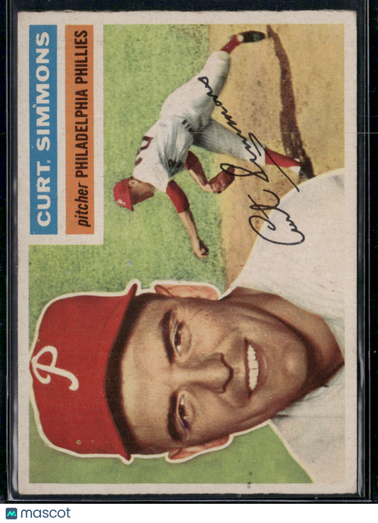 1956 Topps CURT SIMMONS #290 Paper Loss on Back
