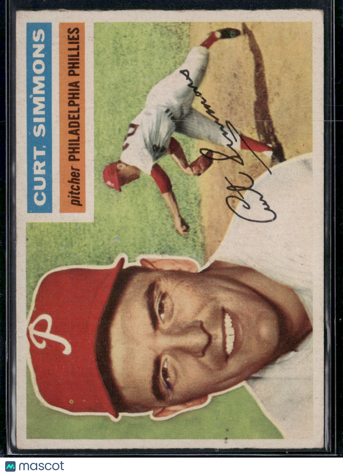 1956 Topps CURT SIMMONS #290 Paper Loss on Back