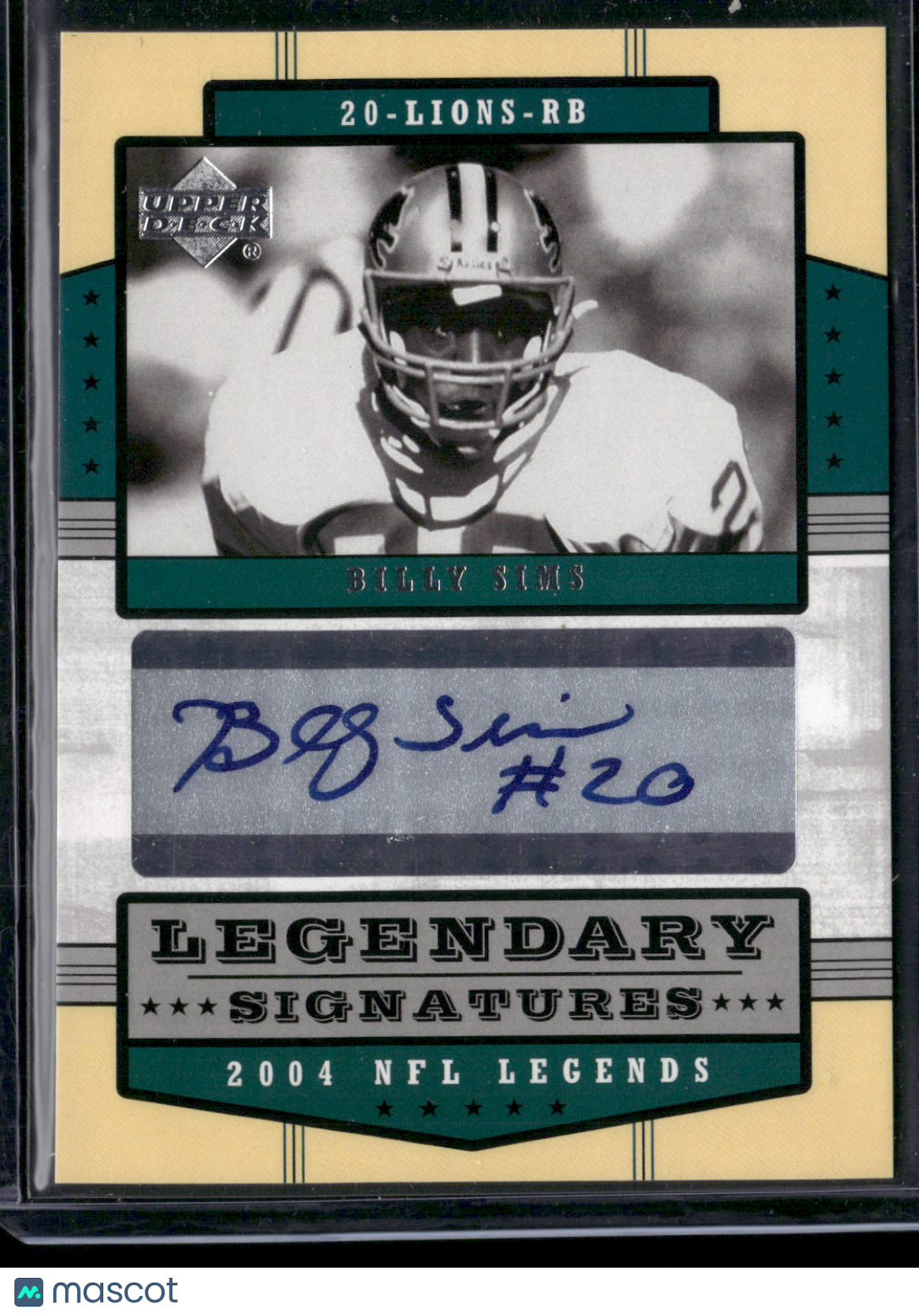 2004 Upper Deck BILLY SIMS #LS-BI Legendary Signatures Auto (NM)