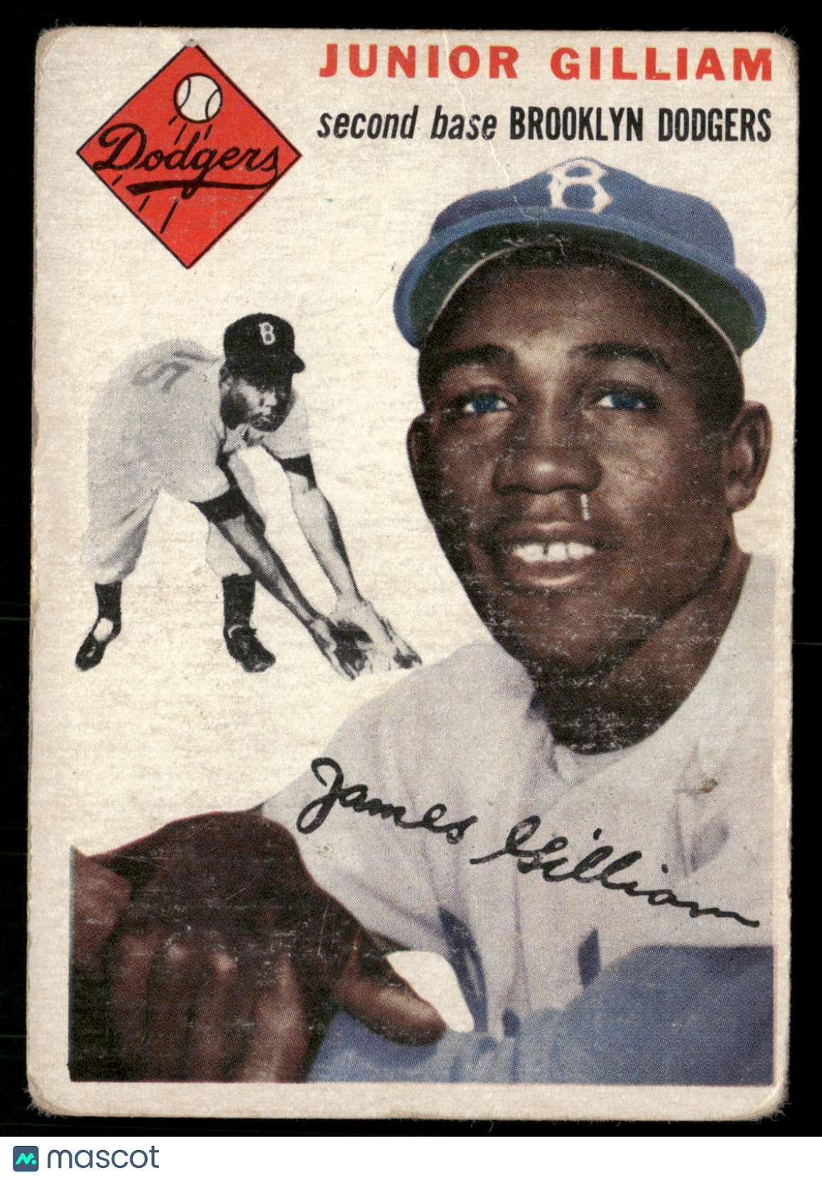1954 Topps JIM "JUNIOR" GILLIAM #35 Pin hole Light Wrinkles (Poor)