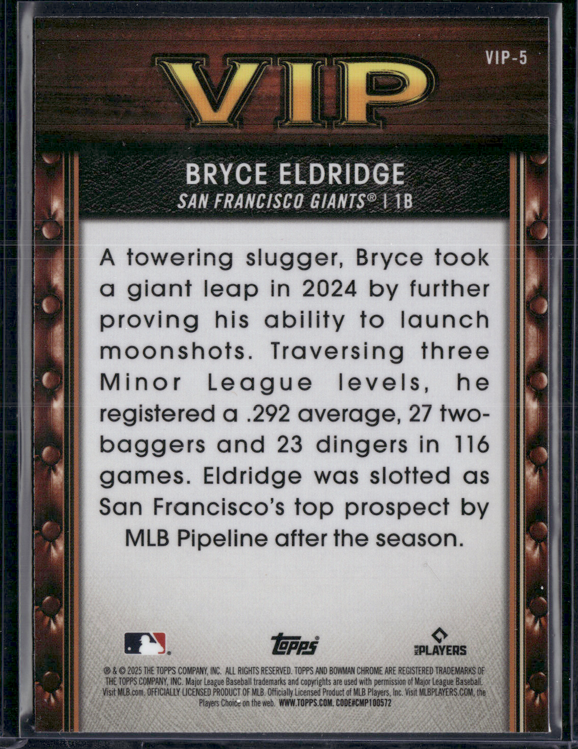 2025 Bowman BRYCE ELDRIDGE #VIP-5 Very Important Prospect