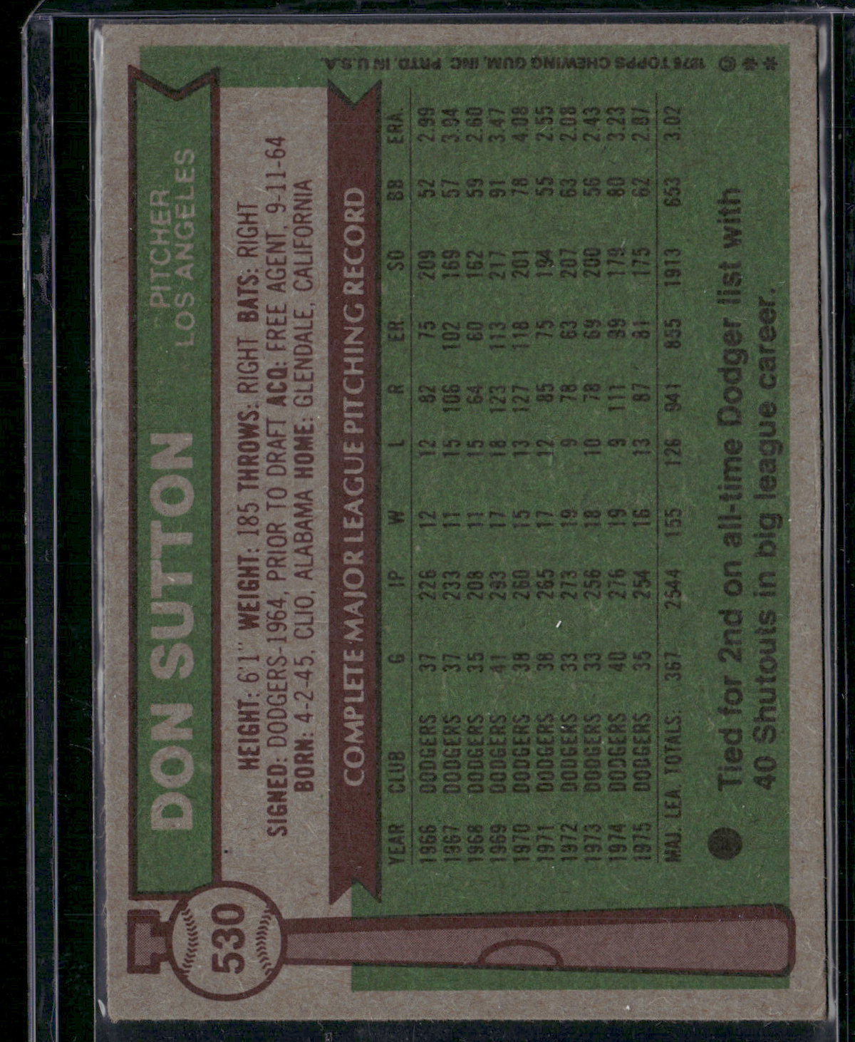1976 Topps DON SUTTON #530