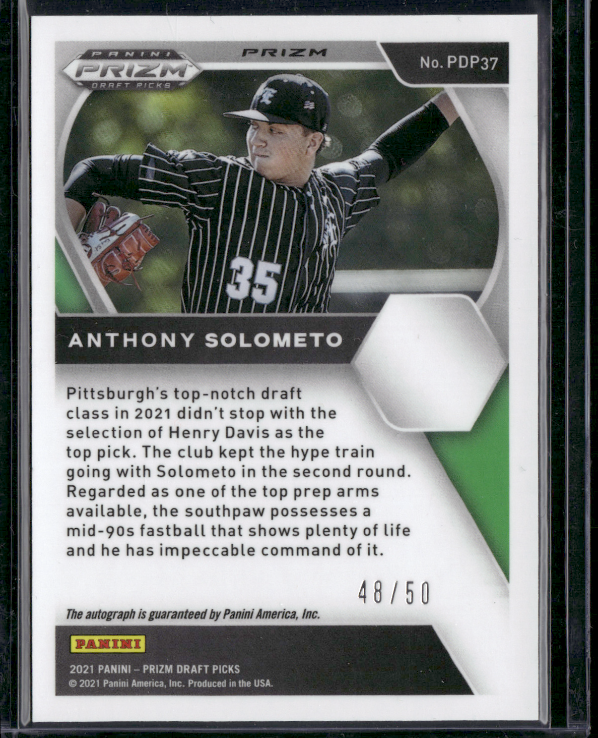 2021 Prizm Draft Picks ANTHONY SOLOMETO #PDP-37 True Red Holofoil Auto 48/50(NM)