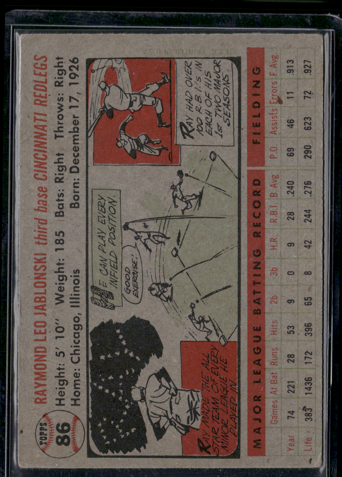 1956 Topps RAY JABLONSKI #86