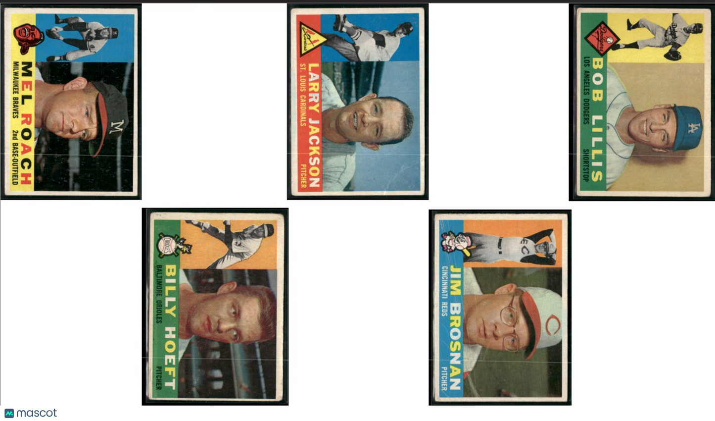 1960 Topps 5 ~ CARDLOT Mel Roach/Jim Brosnan (Good-VG)